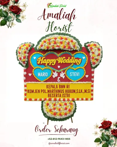 Karangan Papan Bunga Pernikahan di Suka Bangun